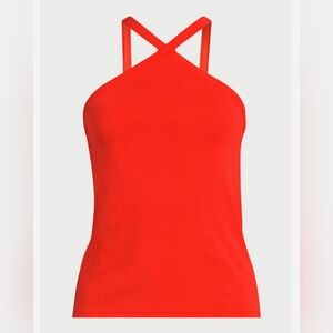Bright Red/Orange Knit Halter Top